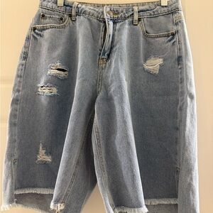 Trendy Ripped Denim Jean Shorts